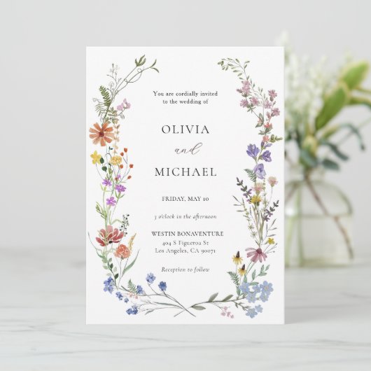 Suite, Wildflower Uitnodiging Sjabloon (Staand voorkant)