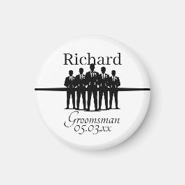 Suited Groomsman Silhouette Wedding Party Name Dat Magneet