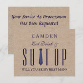 Suitup word jij mijn Bestman Glitter Uitnodiging (Voorkant / Achterkant)