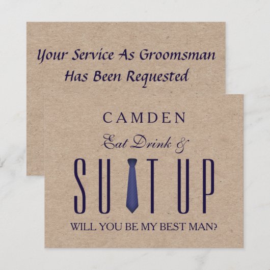 Suitup word jij mijn Bestman Glitter Uitnodiging (Voorkant / Achterkant)