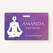 Sukhasna Pose Paars Mandala Chakra Name Badge (Voorkant)