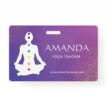 Sukhasna Pose Paars Mandala Chakra Name Badge