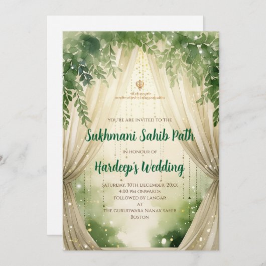 Sukhmani Sahib Path uitnodiging & Digitale Akhand  (Voorkant / Achterkant)