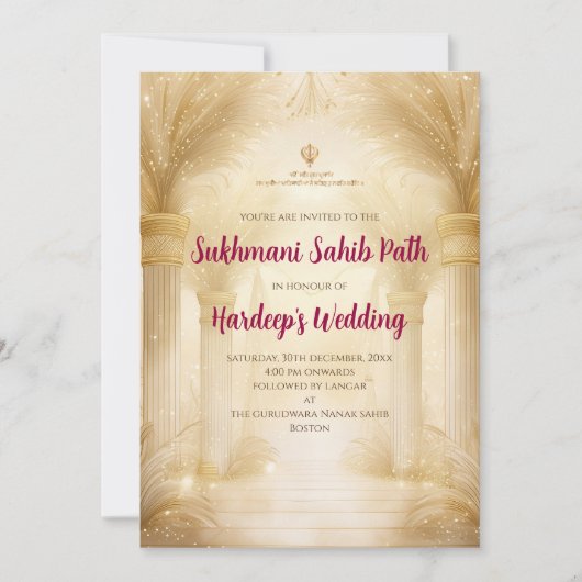 Sukhmani Sahib-uitnodiging als Akhand Path-uitnodi Kaart (Voorkant)