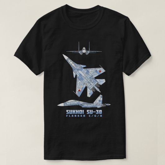 Sukhoi Su30 Russische super wendbare vechter PLA T-shirt (Design voorkant)
