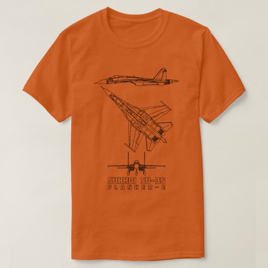 Sukhoi Su35 Russische straaljager vliegtuig blauwd T-shirt (Design voorkant)