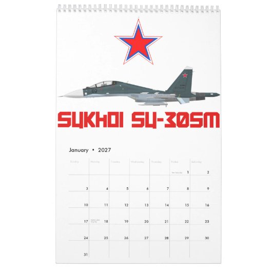 Sukhoi Su-30SM Russian Air Force VKS Kalender (Jan 2027)