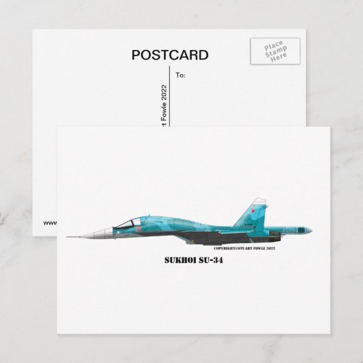 Sukhoi SU-34 straaljager Briefkaart (Voorkant / Achterkant)