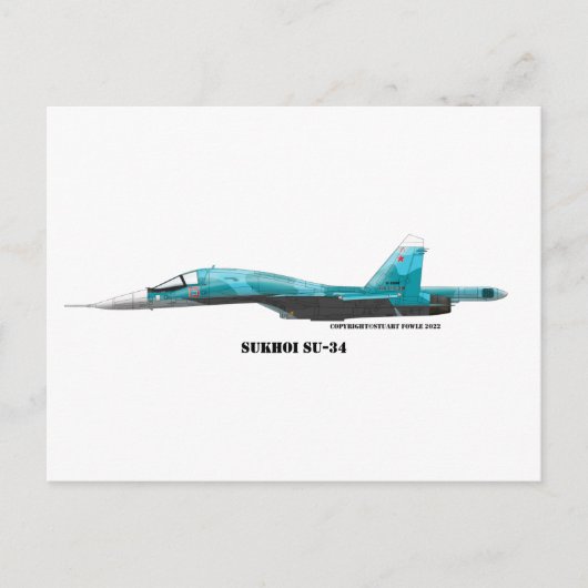 Sukhoi SU-34 straaljager Briefkaart (Voorkant)