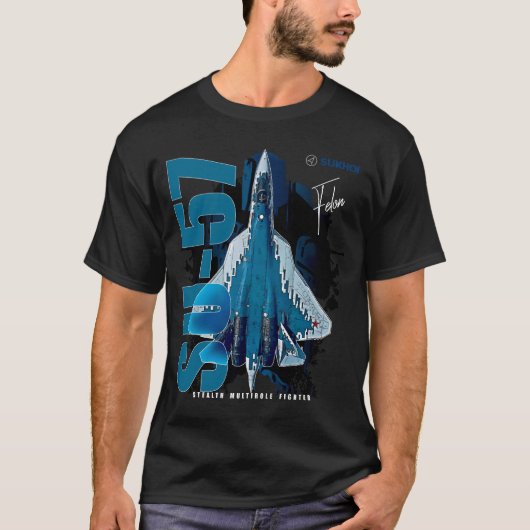 Sukhoi Su-57 Stealth Multirole Fighter Vliegtuig T-shirt (Voorkant)