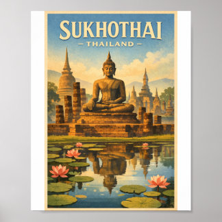 Sukhothai Thailand Reizen – Antiek Erfgoed Poster