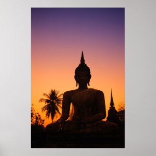 Sukhothai, Wat mahadat op zonsondergang Poster