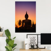 Sukhothai, Wat Mahathat At Sunset Poster (Thuiskantoor)