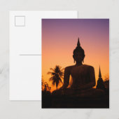 Sukhothai, Wat Mahathat bij zonsondergang Briefkaart (Voorkant / Achterkant)