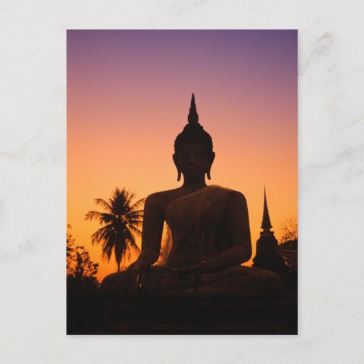 Sukhothai, Wat Mahathat bij zonsondergang Briefkaart (Voorkant)