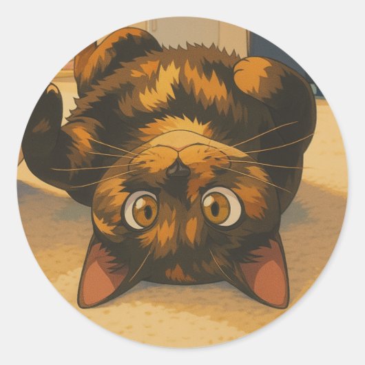 Suki Upside Down Ronde Sticker (Voorkant)