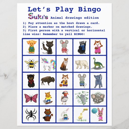 Suki's Animal Drawings laat het spel van Bingo Par (Voorkant)