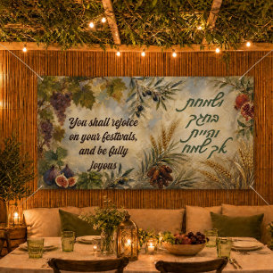 Sukkah decoratie Vesamachta Sukkot Zeven Soorten Spandoek
