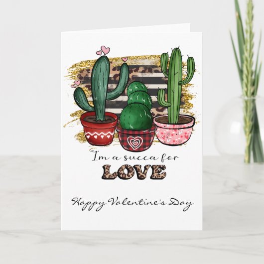 Sukkelaar voor liefde Cactus Succulent Valentijnsd Kaart (Voorkant)