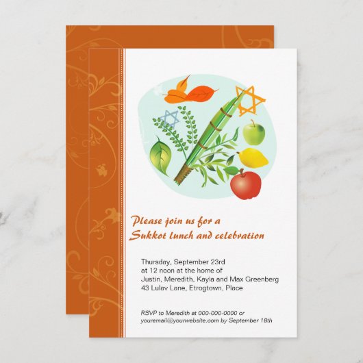 Sukkot Celebration Kaart (Voorkant / Achterkant)