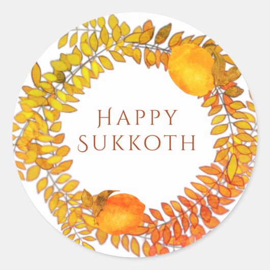 Sukkot-citroenen en kleurrijke bladgrog ronde sticker (Voorkant)