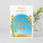 Sukkot Feest Partij Sukkah Lulav & Etrog Kaart (Staand voorkant)