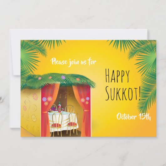 Sukkot Feest Sukkah Lulav & Etrog Aquarel Feestdagenkaart (Voorkant)