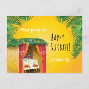 Sukkot Festival Party Sukkah Lulav & Etrog Invite Briefkaart