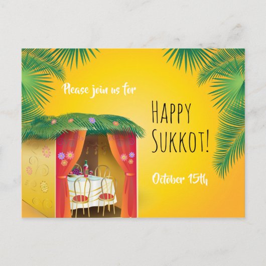 Sukkot Festival Party Sukkah Lulav & Etrog Invite Briefkaart (Voorkant)