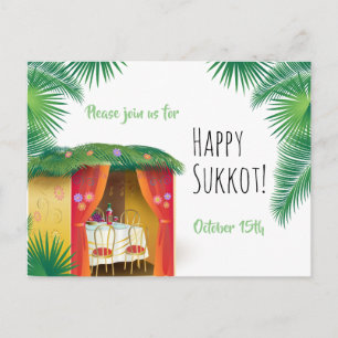 Sukkot Festival Party Sukkah Lulav & Etrog Invite Briefkaart