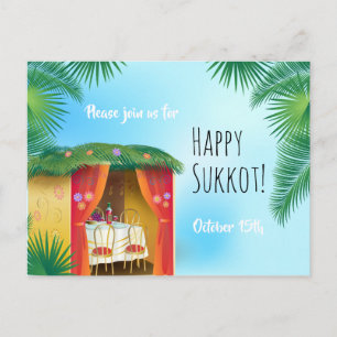 Sukkot Festival Party Sukkah Lulav & Etrog Invite Briefkaart