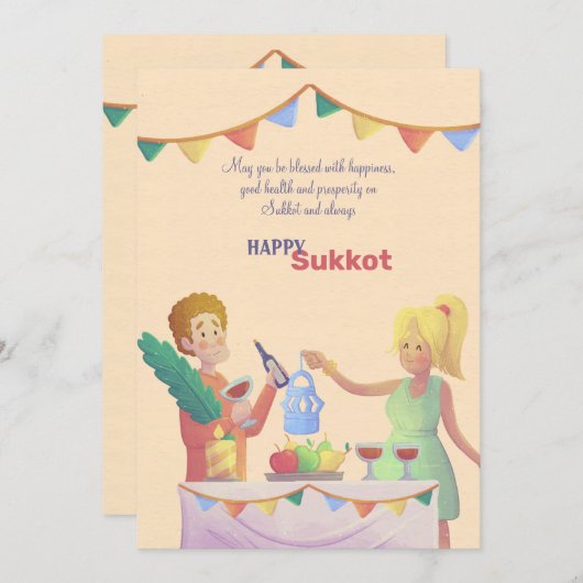 Sukkot Table Wenskaart (Voorkant / Achterkant)