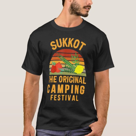 Sukkot The Original Camping Festival Sukkah Lulav T-shirt (Voorkant)