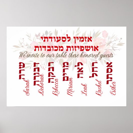 Sukkot Ushpizot - Vrouw Sukkah Guests Feminist Poster (Voorkant)