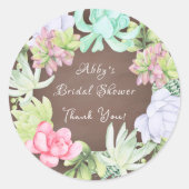 Sukkulente groene krans Bruids douche Ronde Sticker (Voorkant)