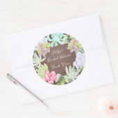 Sukkulente groene krans Bruids douche Ronde Sticker (Envelop)
