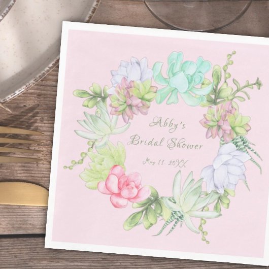 Sukkulente groene krans Bruids douche Servet