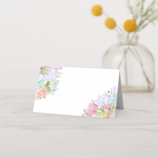 Sukkulente groene krans Bruidsdouche Plaatskaartje (Achterkant)