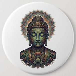 Sukti Budh Serene Meditatie Portret - Oude Ba Ronde Button 6,0 Cm