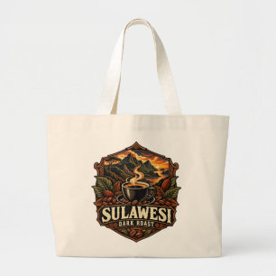 Sulawesi Dark Roast Vintage Indonesische Coffee To Grote Tote Bag
