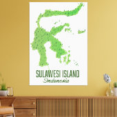 Sulawesi eiland Indonesië kaart Canvas Afdruk (Insitu (Woonkamer))