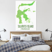 Sulawesi eiland Indonesië kaart Canvas Afdruk (Insitu (Slaapkamer))