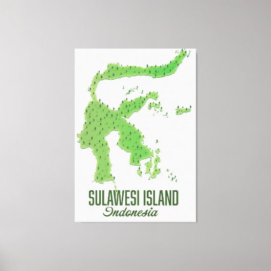 Sulawesi eiland Indonesië kaart Canvas Afdruk (Voorkant)
