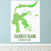 Sulawesi eiland Indonesië kaart Canvas Afdruk (Insitu (Houten vloer))
