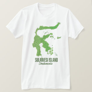 Sulawesi eiland Indonesië kaart T-shirt