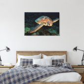 Sulawesi | Groene Zeeschildpad Canvas Afdruk (Insitu (Slaapkamer))
