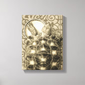 Sulcata Tortoise Art Nouveau Ink Sepia drawing Canvas Afdruk (Voorkant)