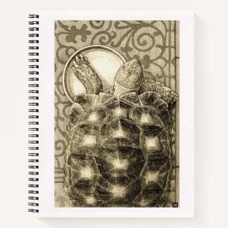 Sulcata Tortoise Art Nouveau Ink Sepia drawing Notitieboek
