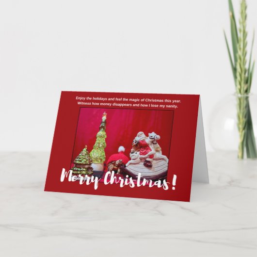 Sulcata Tortoise en Santa Claus Kerstcitaat Kaart (Voorkant)