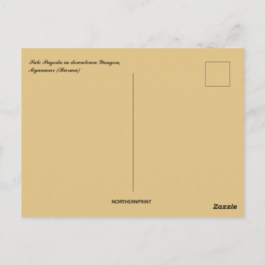 Sule Pagoda in het centrum van Yangon Myanmar Briefkaart (Achterkant)